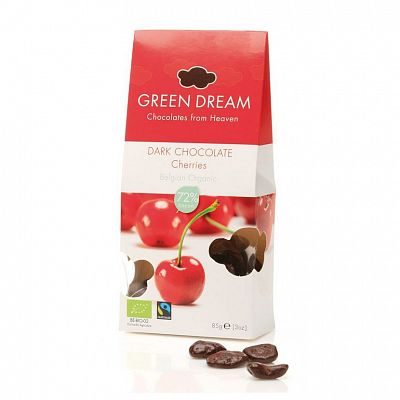 Bio třešně v hořké čokoládě 72%  85 g Green Dream